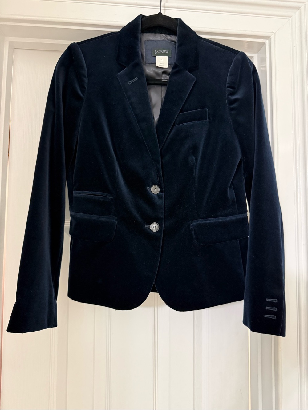 J. Crew Women's Velvet Blazer - Navy, Size 2/XS/Small